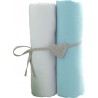 LOT DE 2 DRAPS HOUSSE BLANC/TURQUOISE - 60X120CM -