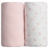 LOT DE 2 DRAPS HOUSSE IMPRIME ETOILE ROSE + UNI RO