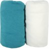 LOT DE 2 DRAPS HOUSSE BLEU TROPICAL/ BLANC