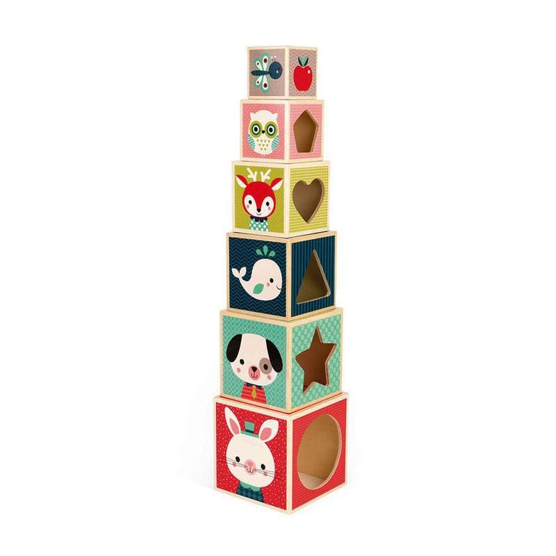 Pyramide 6 Cubes, jouets d'eveil janod multicolore 12 x 12 x 54 collection 2017 — vue 1 sur 5