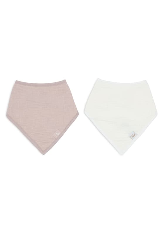 Bavoir Bandana Gaze de Coton X2, wild rose oatmeal basics jollein e-25 — vue 1 sur 3