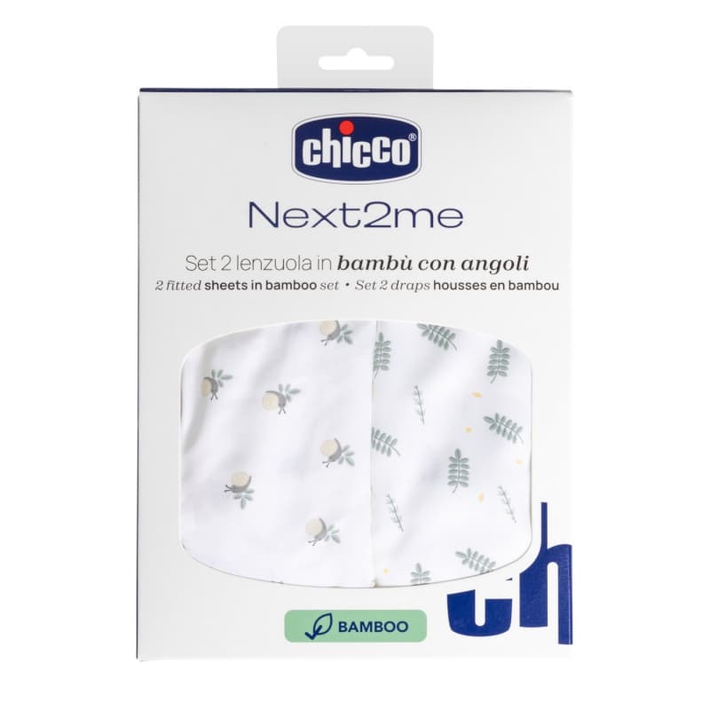 Set Draps Housse Bamboo Next2me, greenery chicco 25/06 — vue 1 sur 4