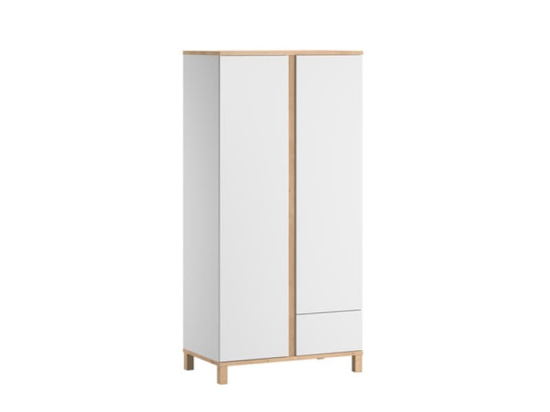 Armoire 2 Portes Altitude Blanc Bois, 90x53x184 blanc/bois