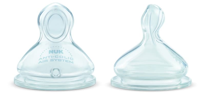2 Tetines Fc+ 6-18m Percage Flow Control Silicone, nuk transparent + 6 mois per