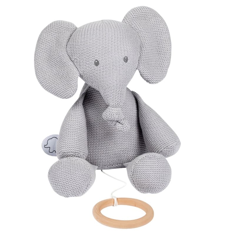 Doudou Musical Tricot Gris 32 Cm Tembo, tembo nattou gris 28cm per — vue 1 sur 3