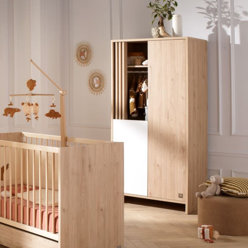 Armoire 2 Portes Blanc, tokyo meuble chêne suave - blanc — vue 5 sur 5