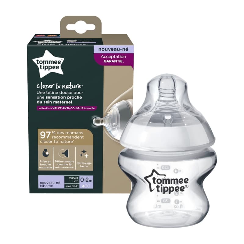 Biberon Ctn 150ml X1 Debit Extra-lent, tommee tippee multicolore — vue 2 sur 3
