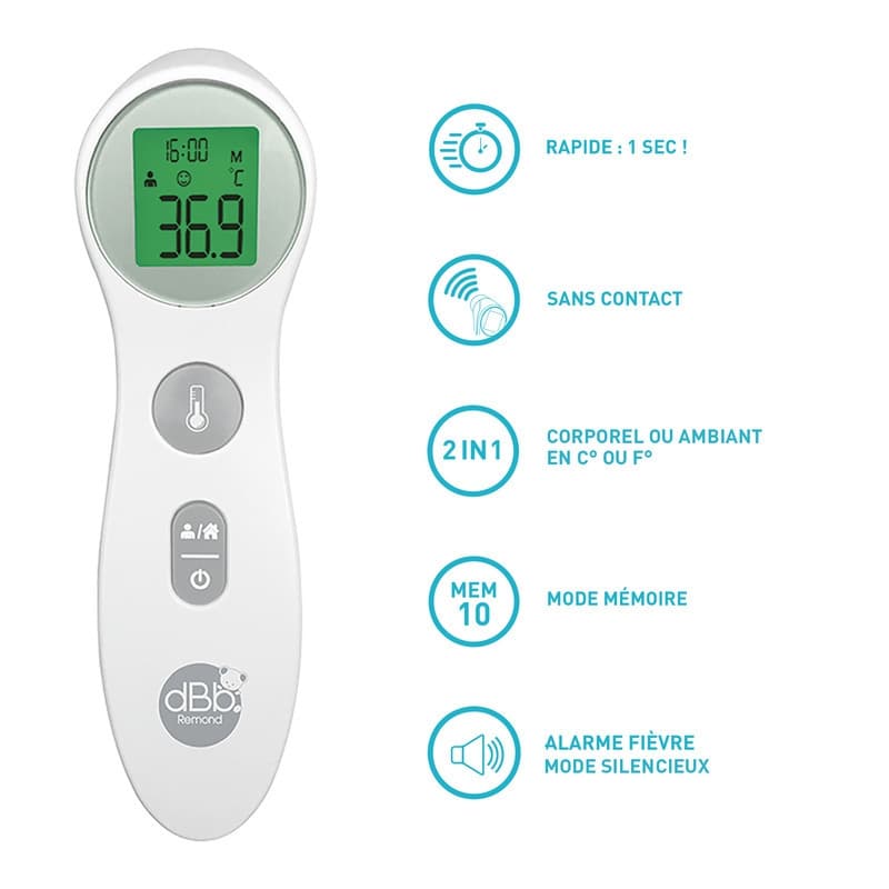 Thermometre Infrarouge sans Contact, prévention blanc/gris — vue 2 sur 4