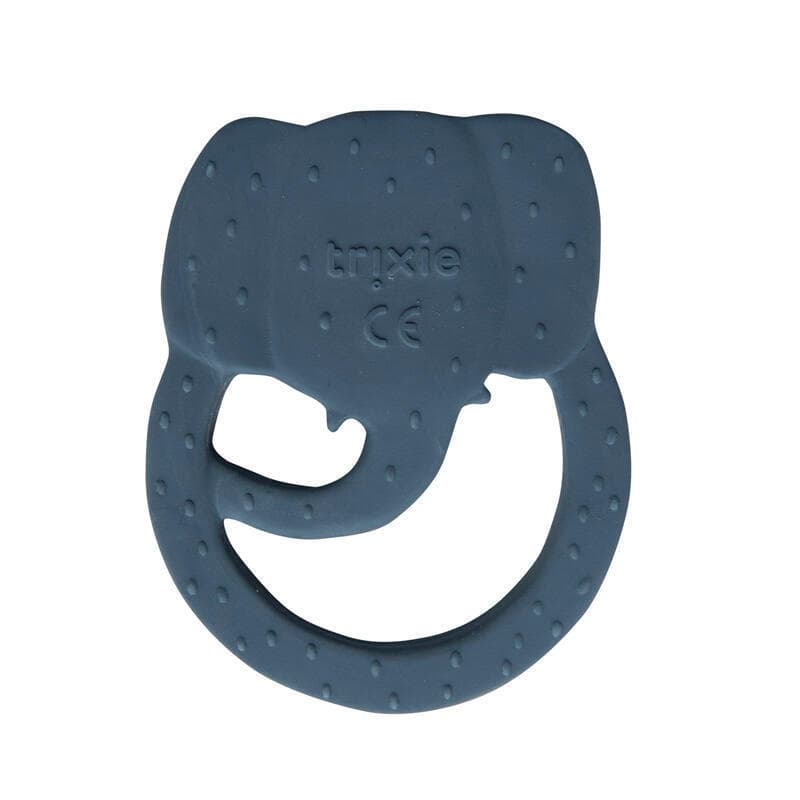 Natural Rubber Round Teether - Mrs. Elephant, trixie bleu — vue 1 sur 2
