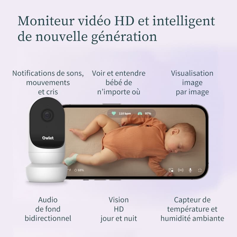 Cam 2 Babyphone Audio avec Video Hd, owlet blanc 20x0,85x20 — vue 2 sur 5