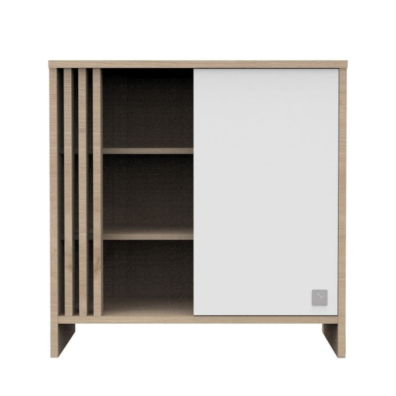 Commode 1 Porte Blanc, tokyo meuble chêne suave - blanc — vue 1 sur 5