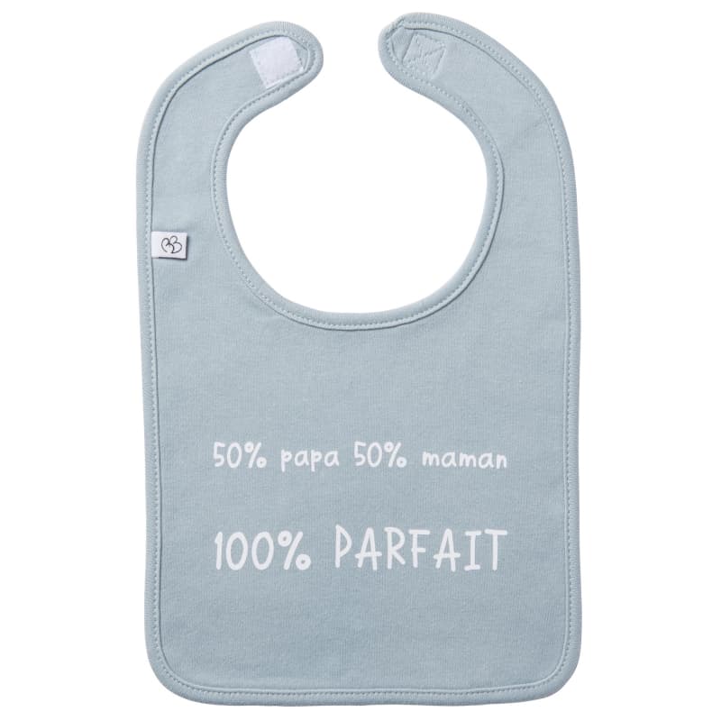 Bavoir 50% Papa 50% Maman, bb&co bleu grisé per