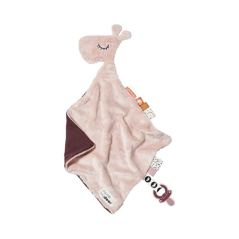 Doudou Plat Attache-sucette, raffi rose
