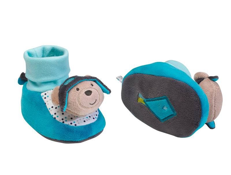 Chaussons Lazare, lazare sauthon baby deco bleu/marron 06 mois per — vue 2 sur 2