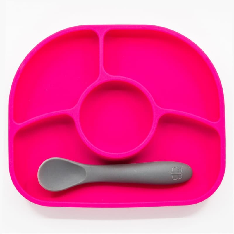 Yumi Assiette et Cuillere en Silicone Rose, bblüv rose — vue 1 sur 4