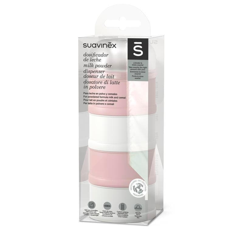 Doseur de Lait 4 Compartiments Rose, pink bonhomia suavinex — vue 1 sur 2