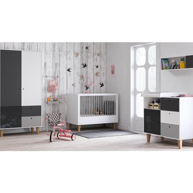 Armoire 3 Portes Ardoise Concept, 153x55x201,5 cm blanc/graphite/gris/gris — vue 1 sur 2