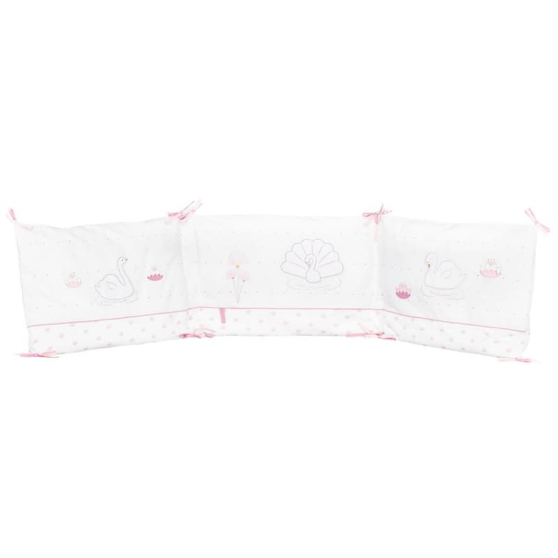 Tour de Lit Baby Swan, baby swan sauthon baby deco blanc - rose — vue 1 sur 2