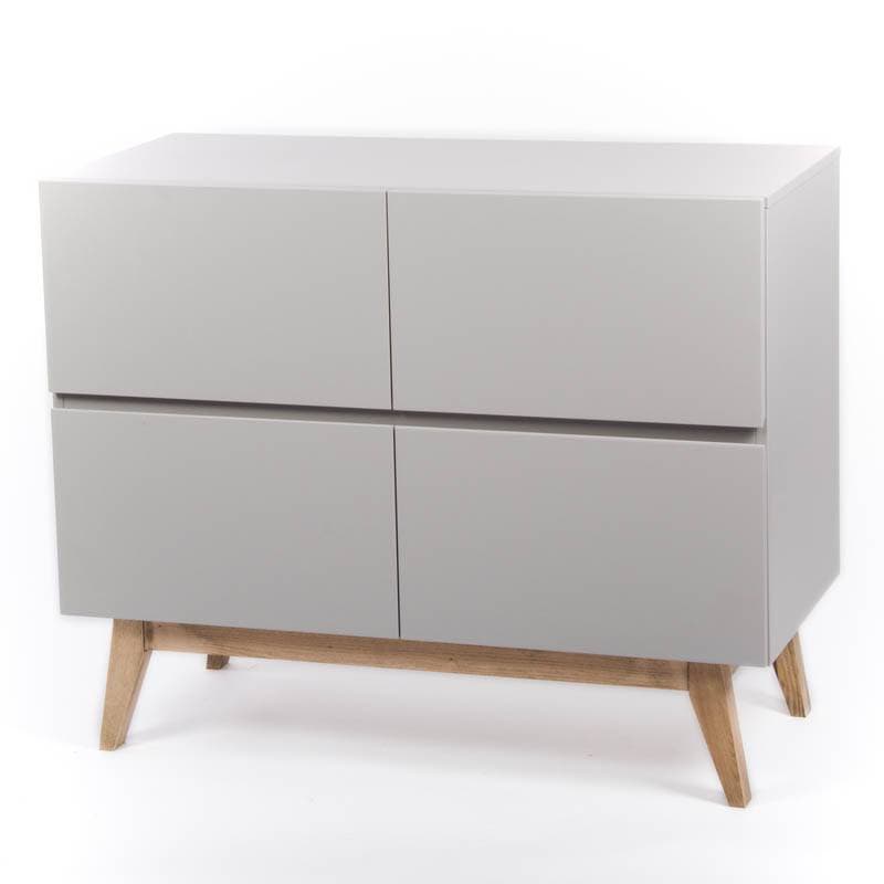 Commode 4 Tiroirs Trendy Griffin Grey, trendy quax gris 110x52x90h — vue 3 sur 3