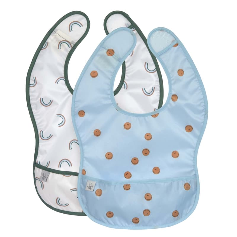 Lot de 2 Bavoirs Av. Poche Eva Happy Rascals Smile, happy rascals lässig bleu ciel h-24