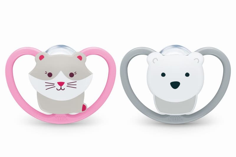 2 Sucettes Space 6-18m Chat/ours - a Ecoulement des Stocks, developpement buccal nuk panachã©/ multicolore 6-18 mois per