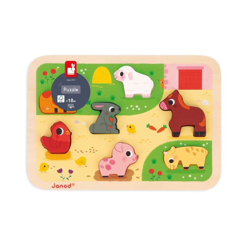 Chunky Puzzle a la Ferme, puzzles janod multicolore 29,8 x 20,8 x 2,1 collection 2024 — vue 5 sur 5