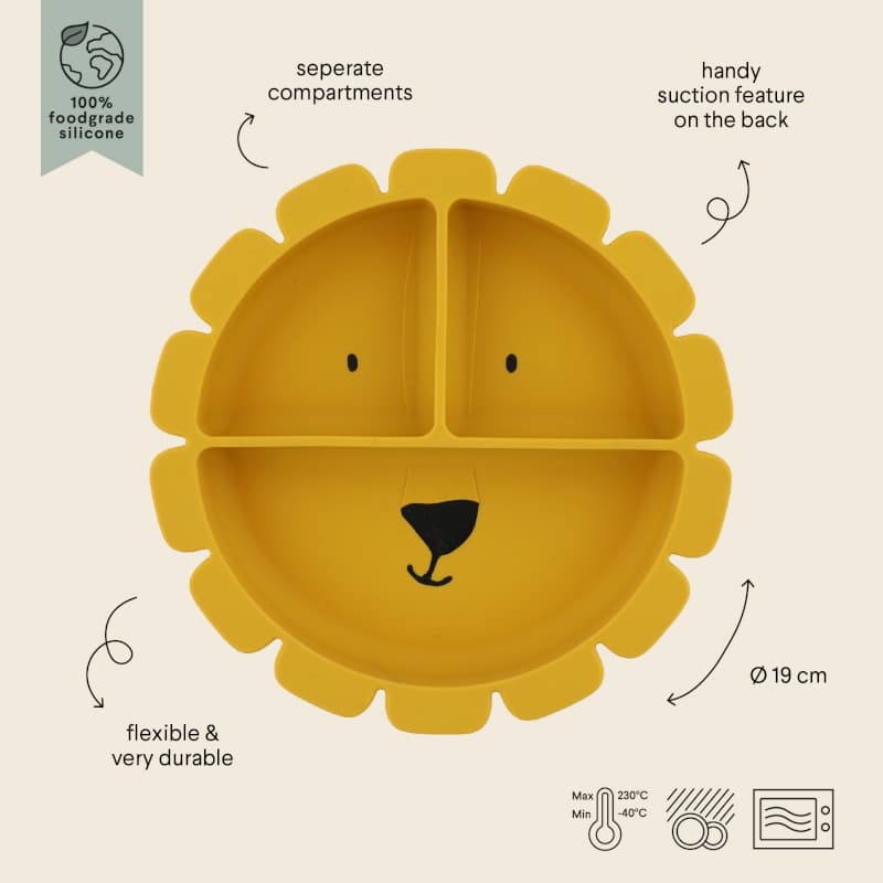 Assiette avec Ventouse en Silicone et Compartiments, mr. lion trixie jaune p-24 — vue 3 sur 3