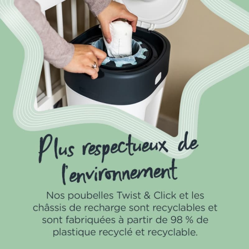 Poubelle a Couches Twist & Click Xl Blanc Ffp, tommee tippee — vue 5 sur 6