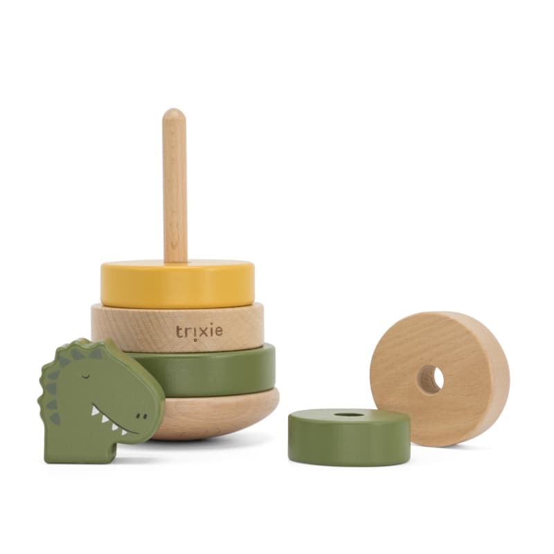 Tour a Empiler en Bois, vert mr. dino trixie — vue 2 sur 3