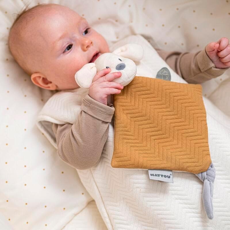 Charlie Mini Doudou Chien Jacquard Caramel, charlie nattou 30x21 h-22