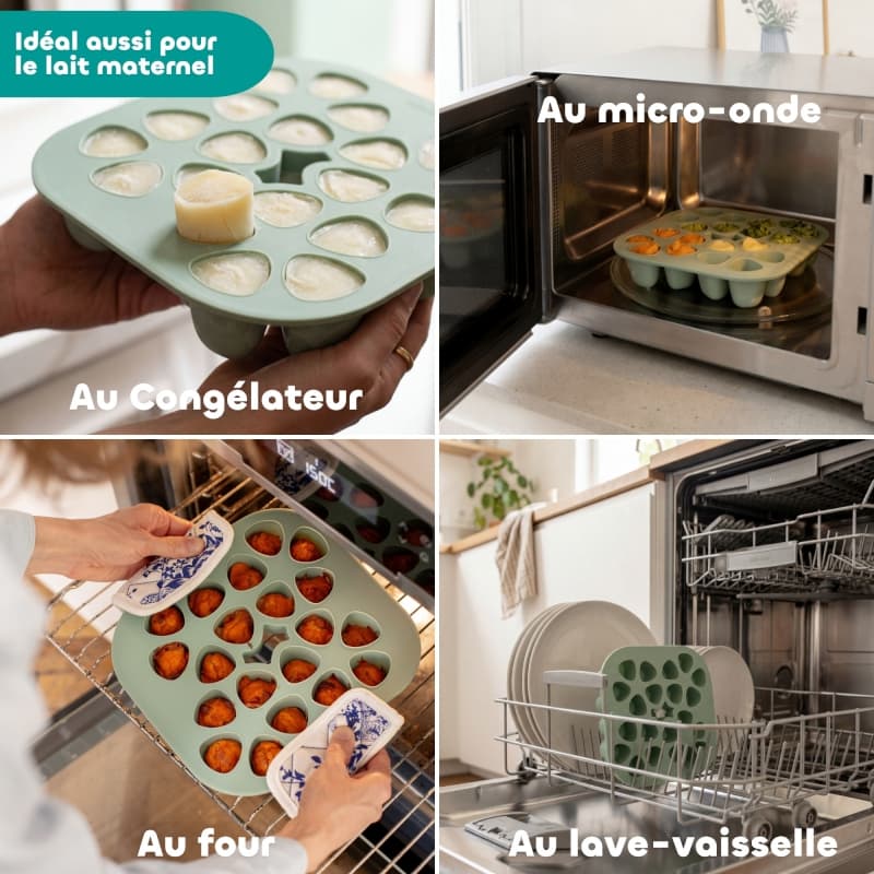 Mini Multiportions Silicone X20, vert sauge 35ml beaba 26/05 — vue 6 sur 7