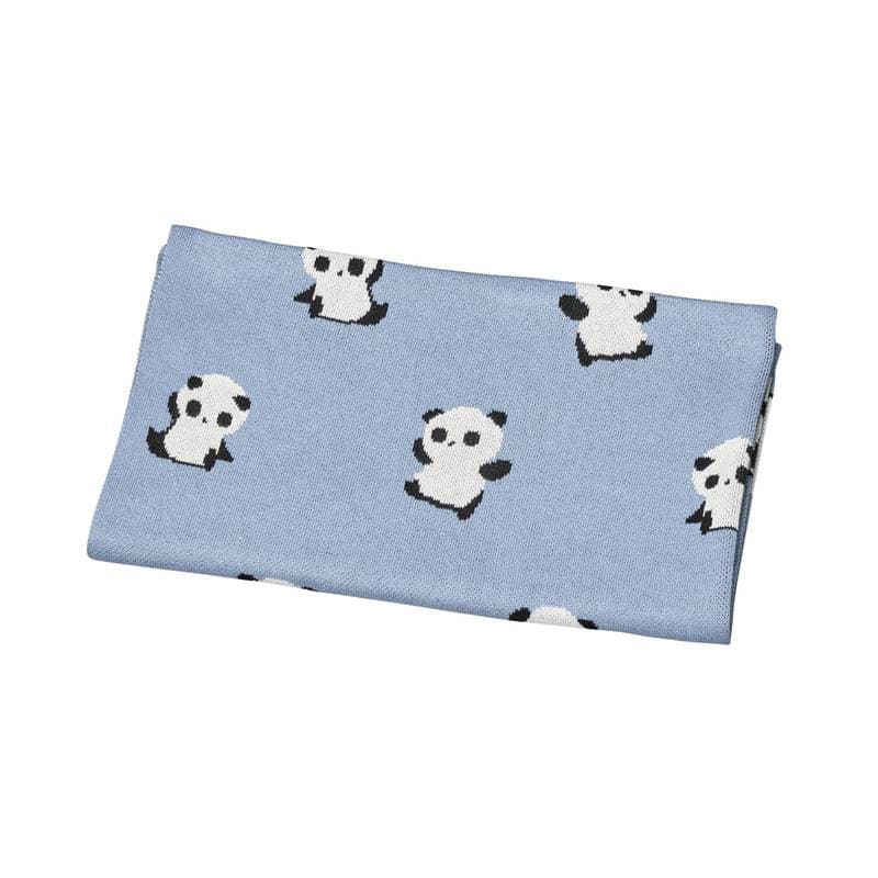 Couverture Maille Bleu 80x100cm Chao Chao, chao chao sauthon baby deco ecru - noir per — vue 2 sur 2