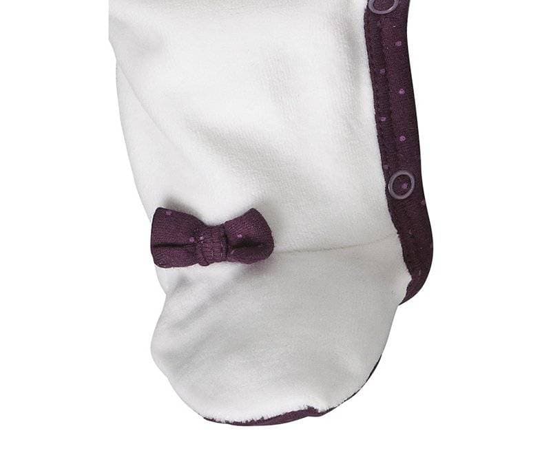 Pyjama Velours Mam'zellebou, mam'zellebou sauthon babywear blanc/violet 3 mois — vue 3 sur 3