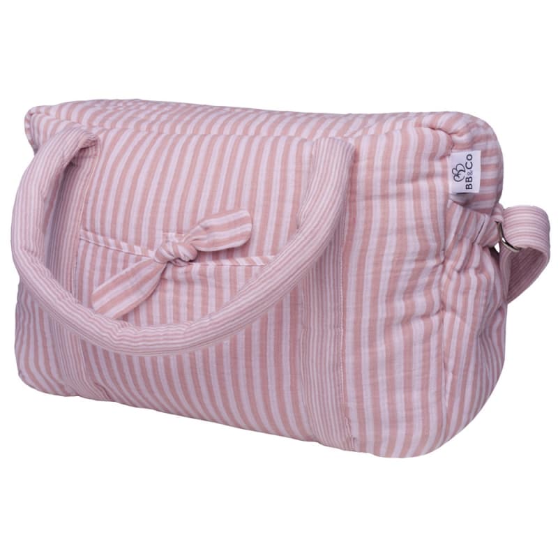 Sac a Langer en Gaze de Coton Raye, vieux rose bb&co 25/12 — vue 2 sur 2