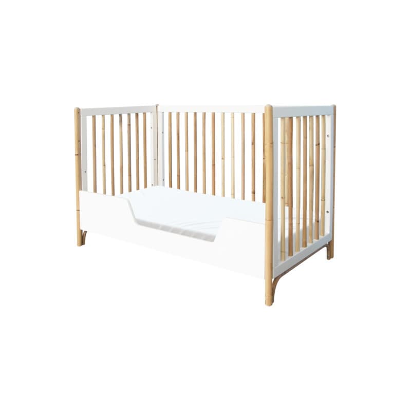 Oceane Lit 60 X 120 Cm, Pieds et Barreaux en Canne Rotin, théo neige — vue 2 sur 5
