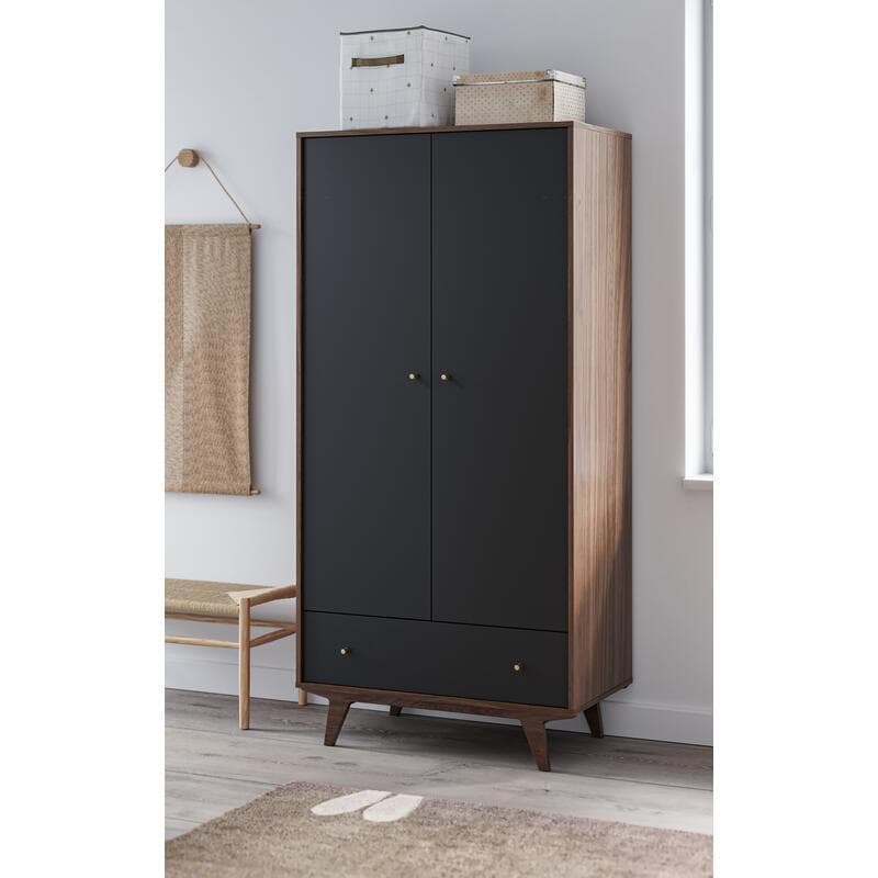 Armoire Mid Noir/noix, mid 144,4x75x89,9 — vue 3 sur 4