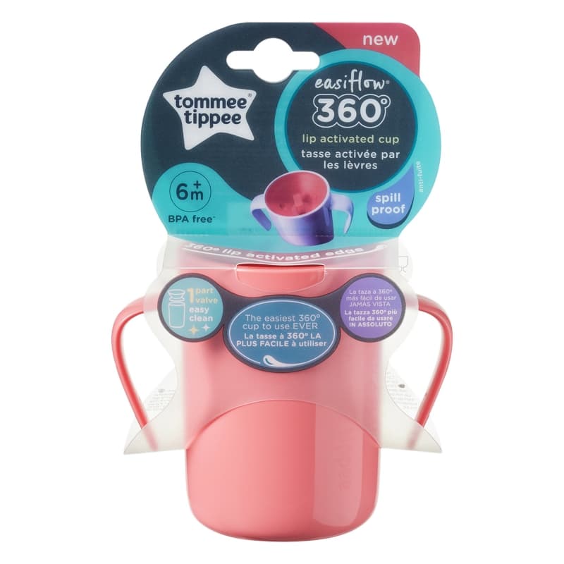 Tasse 360° avec Anse 200ml 6m+ Rose, tommee tippee rose — vue 1 sur 2