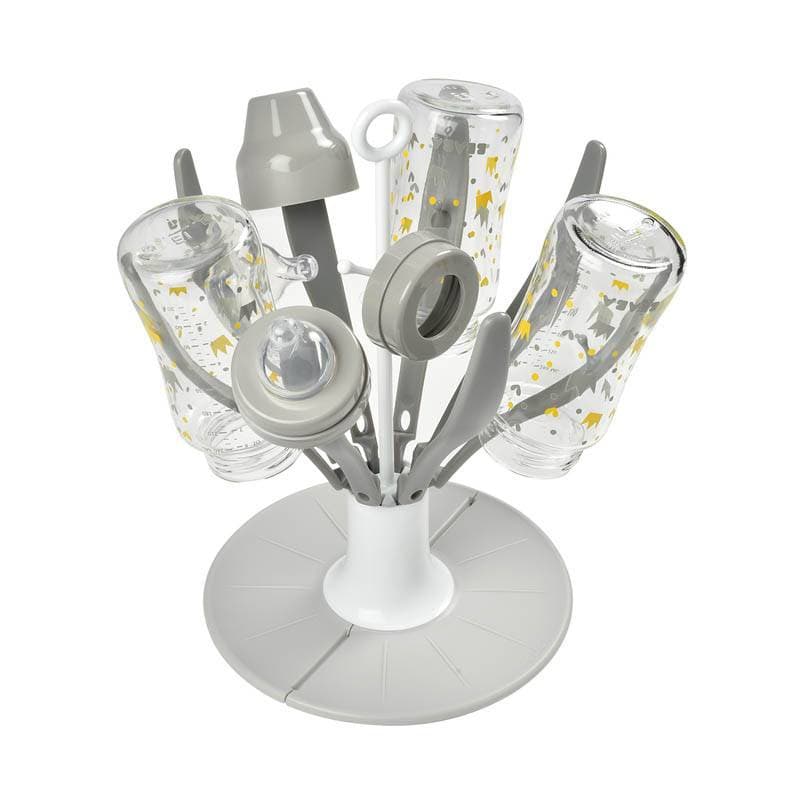Egoutte Biberon Pliable Flower Grey, repas per — vue 1 sur 4