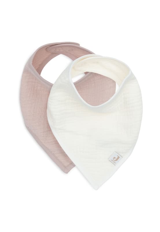 Bavoir Bandana Gaze de Coton X2, wild rose oatmeal basics jollein e-25 — vue 3 sur 3