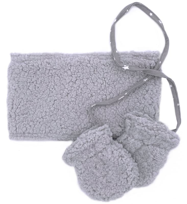 Snood + Moufles Sherpa, gris 12/18 mois per — vue 1 sur 2