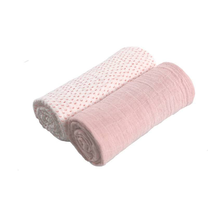 Lot de 2 Draps-housse Roses Mousseline Bio 60x120 Moris Sacha, rose clair permanent — vue 3 sur 4