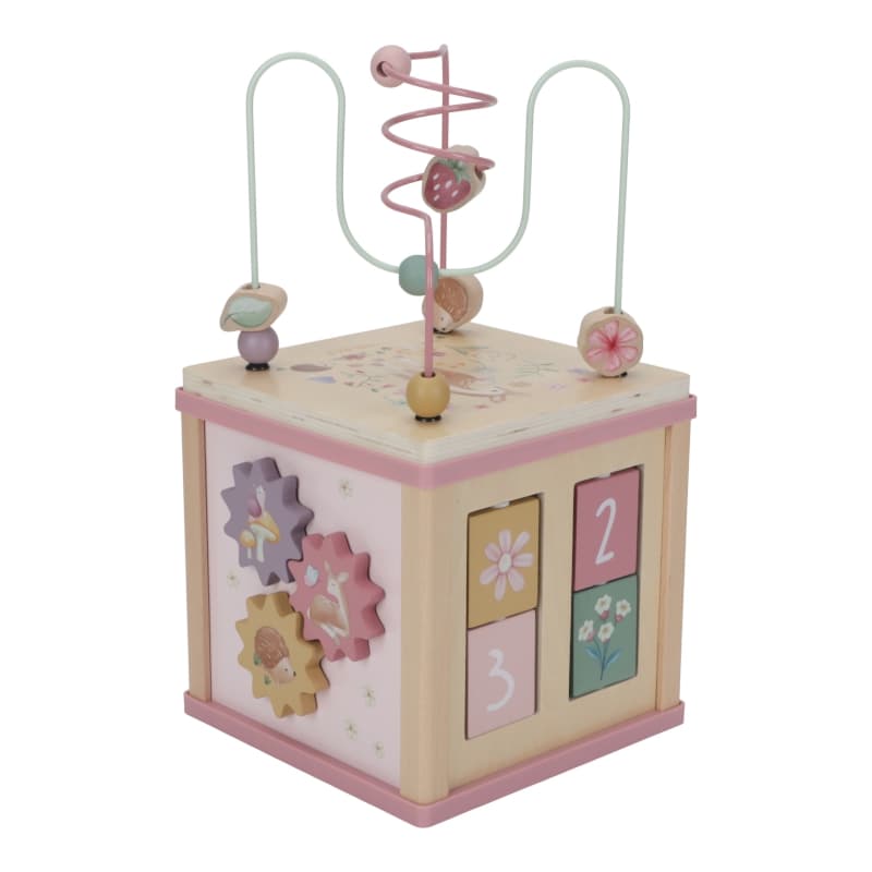 Cube d'Activites en Bois Fsc, rose jaune beige vert multicolore fairy garden little dutch — vue 2 sur 5