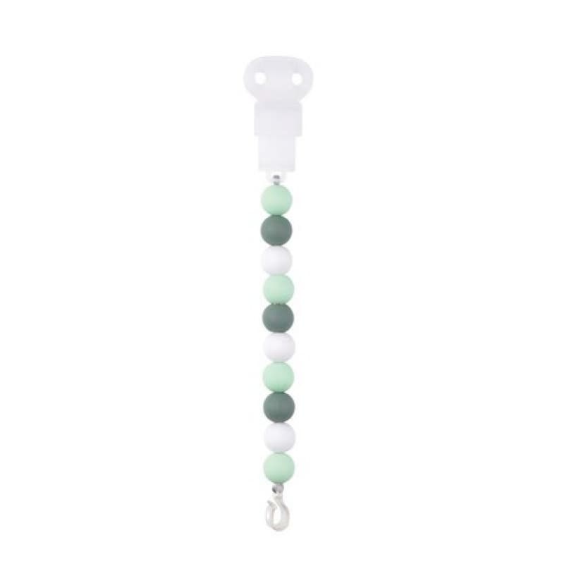 Attache Tetine Silicone Vert de Gris/menthe/blanc