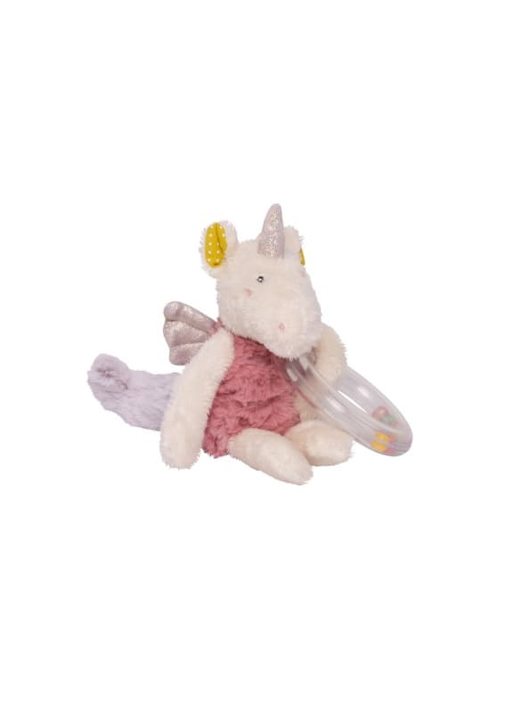 Anneau Billes Licorne, lilou & perlin textile creme et rose pale h-18