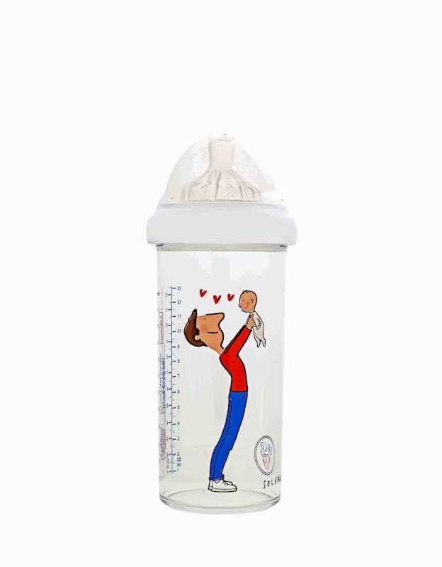 360 Ml Papa-bebe, le biberon français transparent 8,5x8,5x24 per
