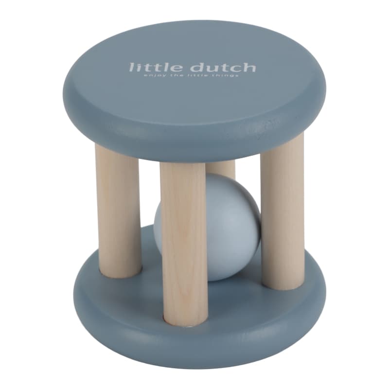 Hochet Roulant Bois Fsc, bleu muticolore bois forest friends little dutch — vue 3 sur 3
