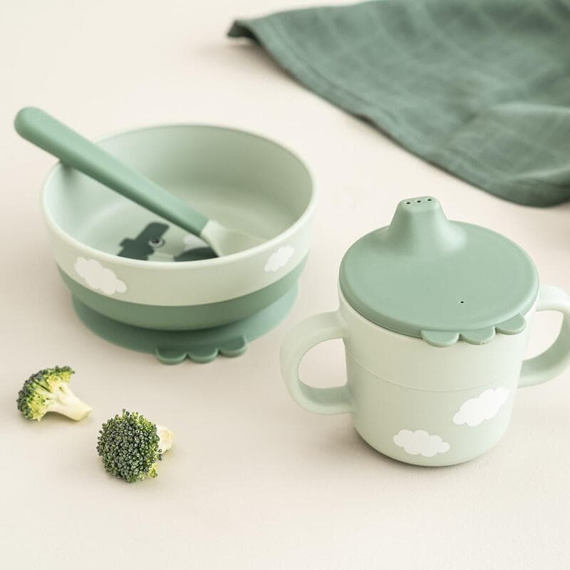 Foodie Coffret Premier Repas Happy Clouds, vert done by deer news aw 2023 — vue 5 sur 5