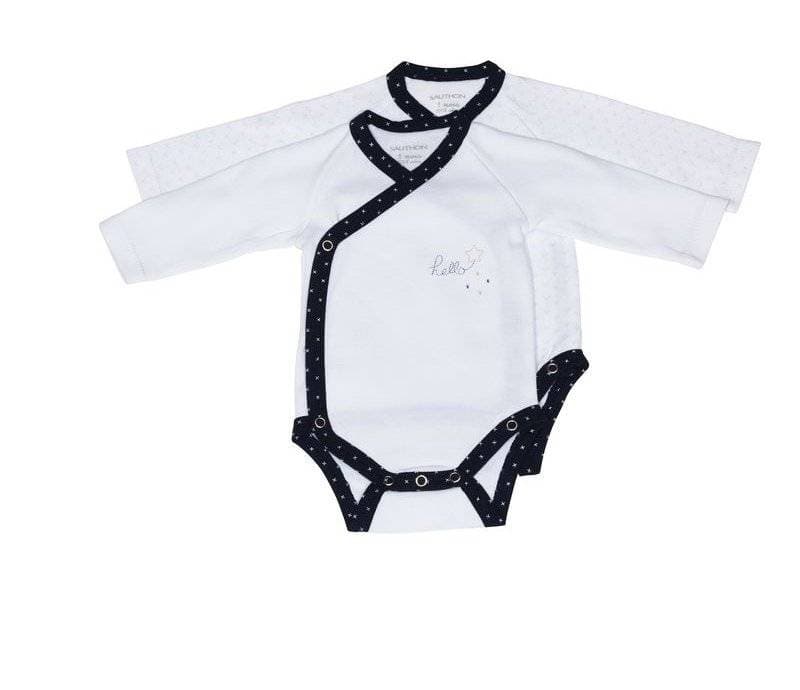 Bodies Blanc/bleu Lot de 2, hello textile sauthon babywear 36 x 19 x 1