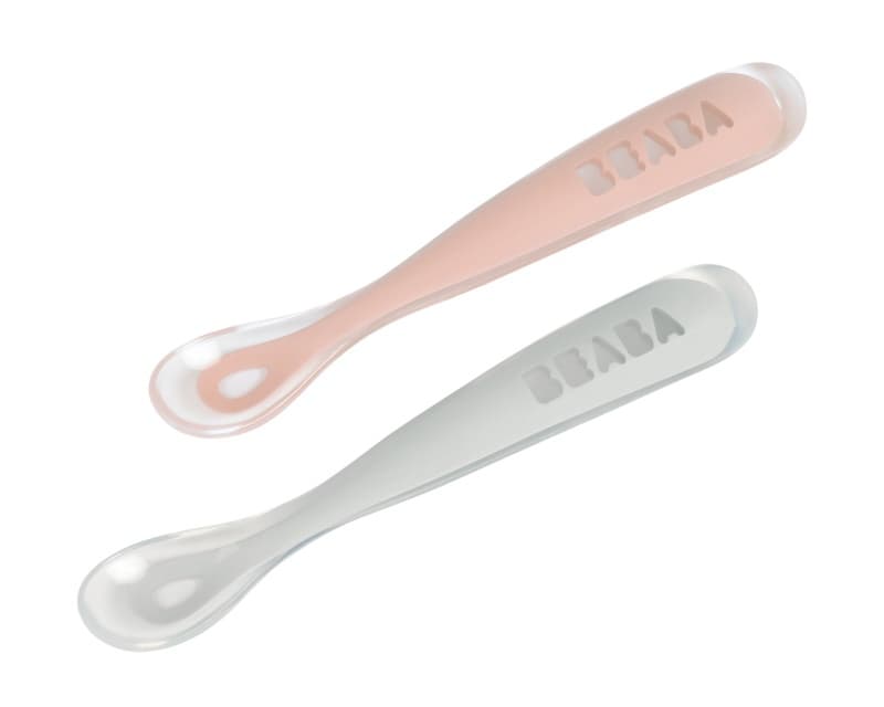 Lot de 2 Cuilleres 1er Age Silicone avec Boite de Transport Rose, old pink — vue 1 sur 5