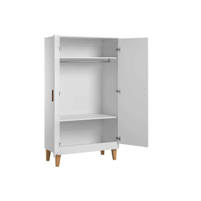 Armoire 2 Portes Lounge Blanc, 100x55x186,5 blanc/bois — vue 2 sur 2